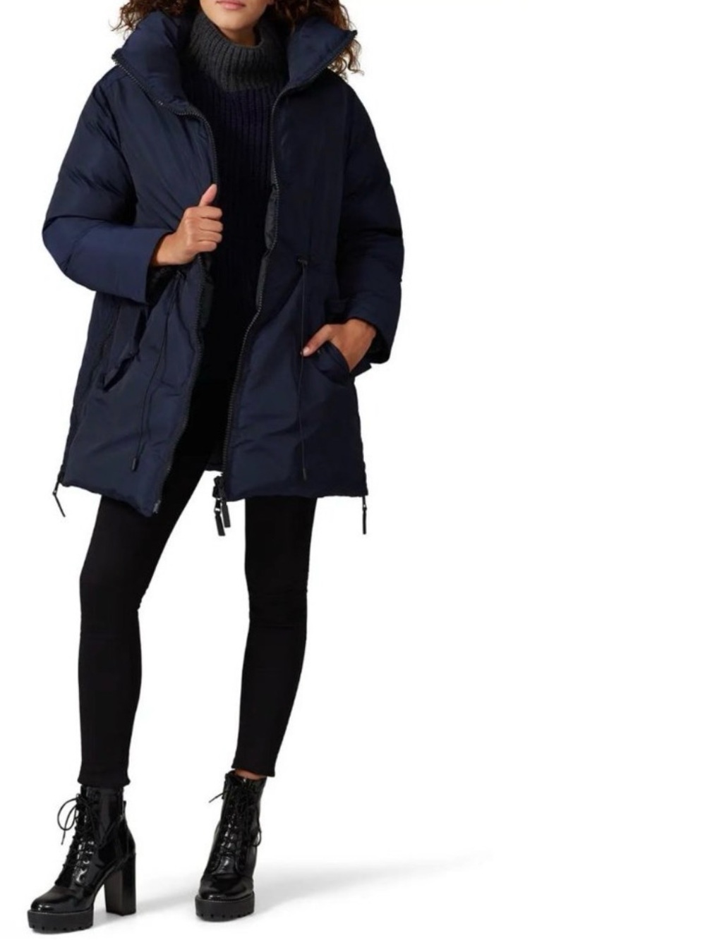 NWT Club Monaco Navy Puffer Coat with Drawstring Waist